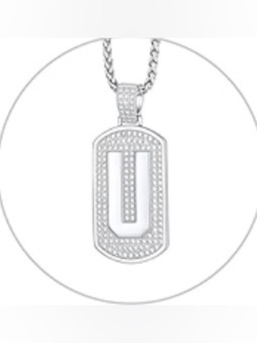 'U' Initial Dog Tag Necklace